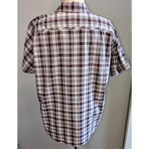 Mens Patagonia Western Snap Short Sleeve Shirt Sz M Button Up Plaid Brown - Picture 2 of 4
